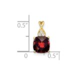 10k Checkerboard Garnet and Diamond Pendant - Image 2