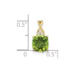 10k Checkerboard Peridot and Diamond Pendant - Image 2