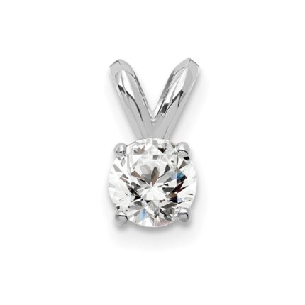 14k White Gold 1/4 carat Lab Grown Diamond VS+ F+ Round Complete Four Prong Solitaire Pendant