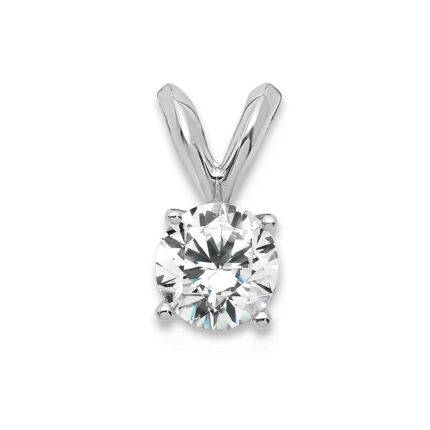 14k White Gold 1/3 carat Certified Lab Grown Diamond VS+ F+ Round Complete Four Prong Solitaire Pendant