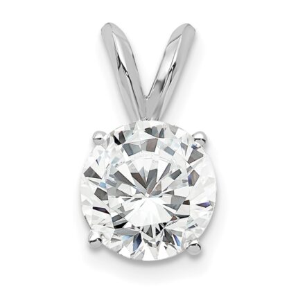 14k White Gold 1 carat Certified Lab Grown Diamond VS/SI+ G+ Round Complete Four Prong Solitaire Pendant