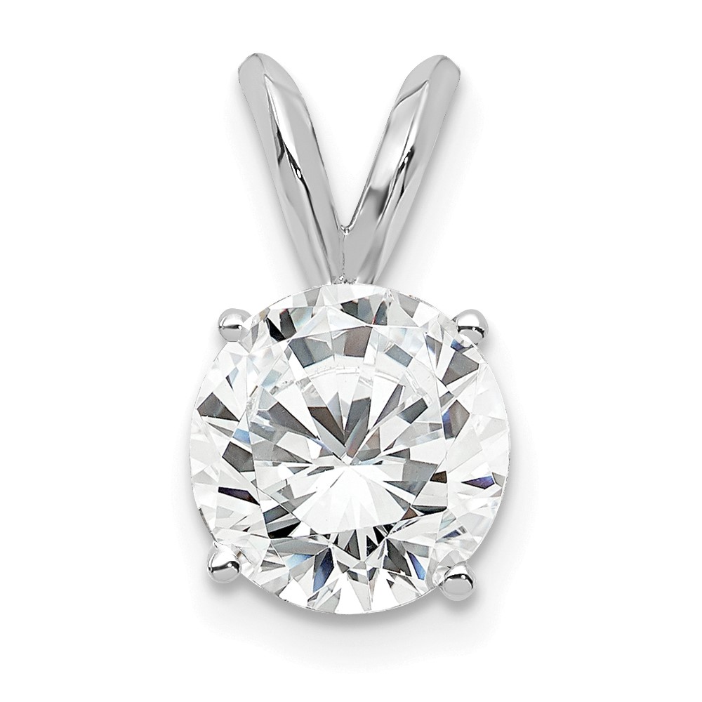 PM4396-100-WAA.jpg 14k White Gold 1 carat Certified Lab Grown Diamond VS/SI+ G+ Round Complete Four Prong Solitaire Pendant - Image 1