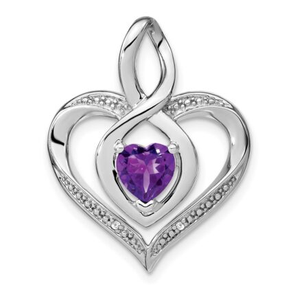 Sterling Silver Rhodium-plated Amethyst and Diamond Pendant