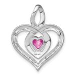 Sterling Silver Rhod-plated Created Pink Sapphire/Diamond Pendant - Image 4