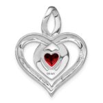 Sterling Silver Rhodium-plated Garnet and Diamond Pendant - Image 4