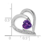 Sterling Silver Rhodium-plated Amethyst and Diamond Pendant - Image 3