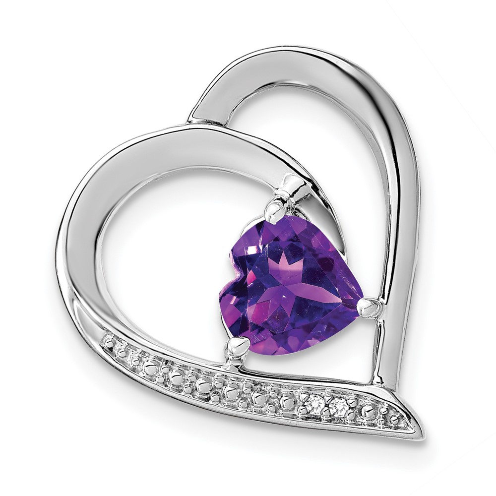 PM4441-AM-001-SSA.jpg Sterling Silver Rhodium-plated Amethyst and Diamond Pendant - Image 1