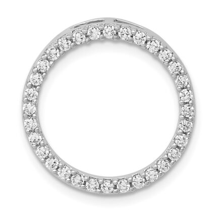 14k White Gold 1/2 carat Lab Grown Diamond VS/SI+ G+ Circle Chain Slide Pendant