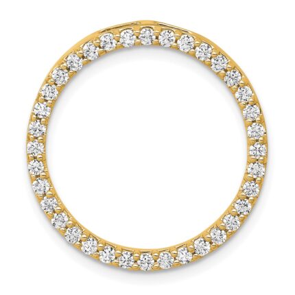 14k Polished 3/4 carat Diamond Circle Chain Slide
