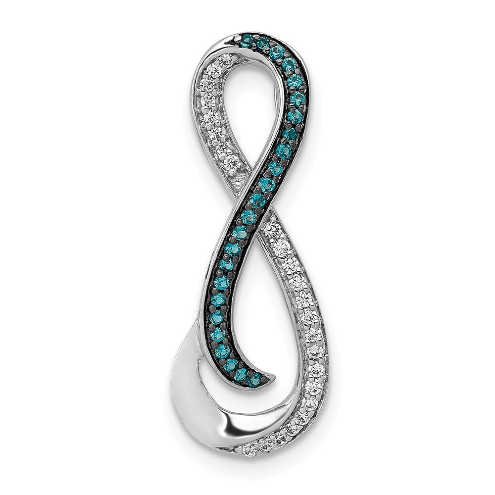 PM4719-020-WA.jpg 14k White Gold 1/5 carat White and Blue Diamond Infinity Chain Slide - Image 1