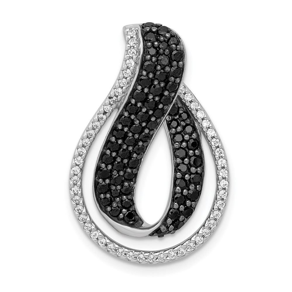 PM4732-BK-110-WA.jpg 14k White Gold 1 carat Black and White Diamond Slide Fits up to 2mm Regular/4mm Fancy or Reversible Omega - Image 1