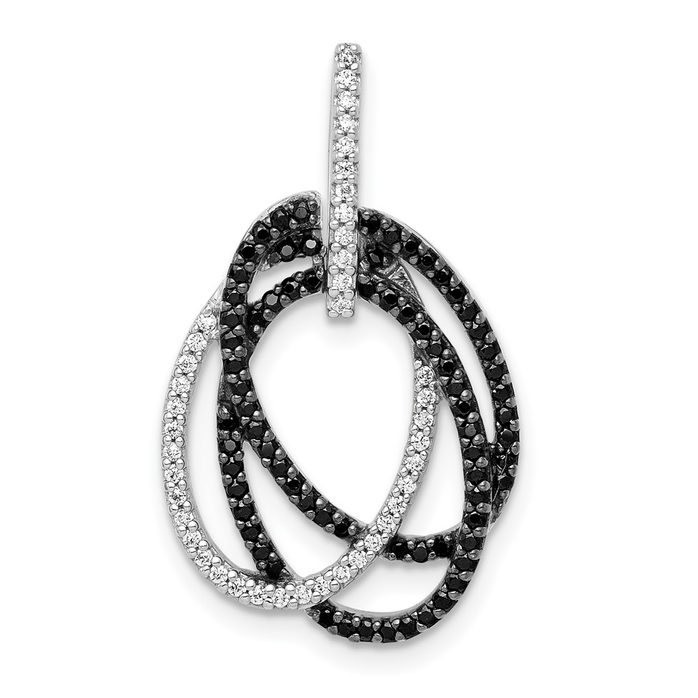 PM4733-BK-033-WA.jpg 14k White Gold 1/3 carat White and Black Diamond Ovals Slide Fits up to 2mm Regular/4mm Fancy or Reversible Omega - Image 1