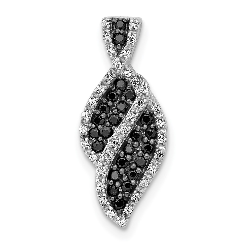 PM4736-BK-033-WA.jpg 14k White Gold 1/3 carat White and Black Diamond Fancy Curve Chain Slide - Image 1