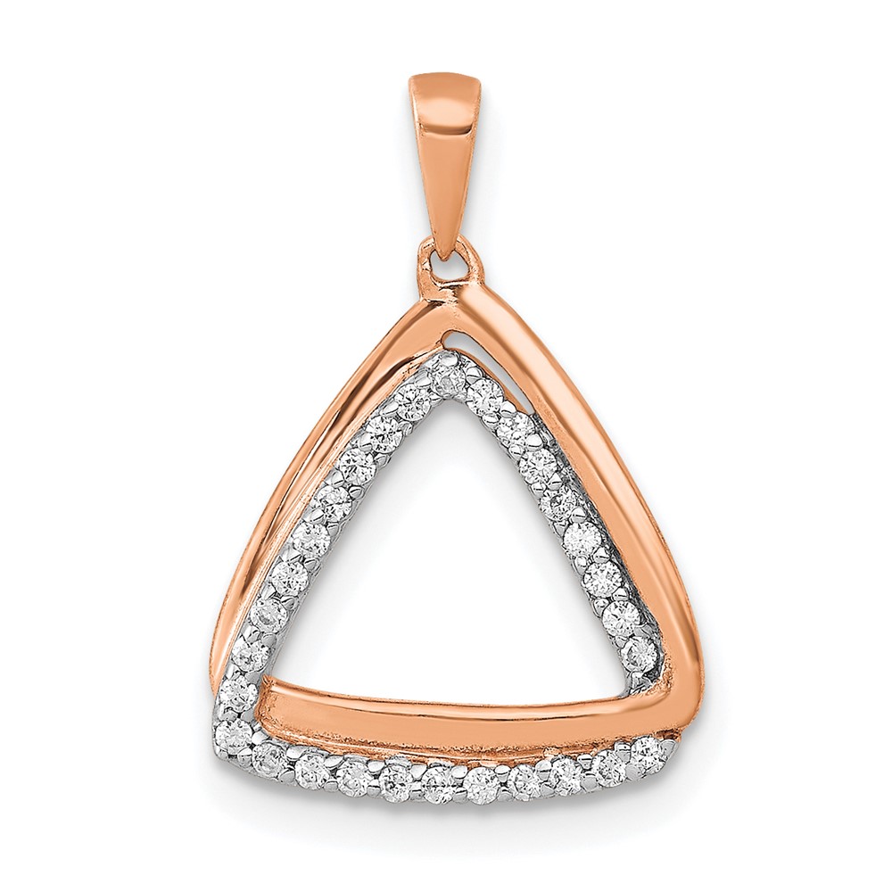 PM4737-016-RA.jpg 14k Rose Gold 1/6 carat Diamond Double Triangle Pendant - Image 1