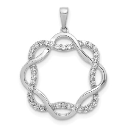 14k White Gold 1/5 carat Lab Grown Diamond VS/SI+ G+ Complete Twisted Circle Pendant
