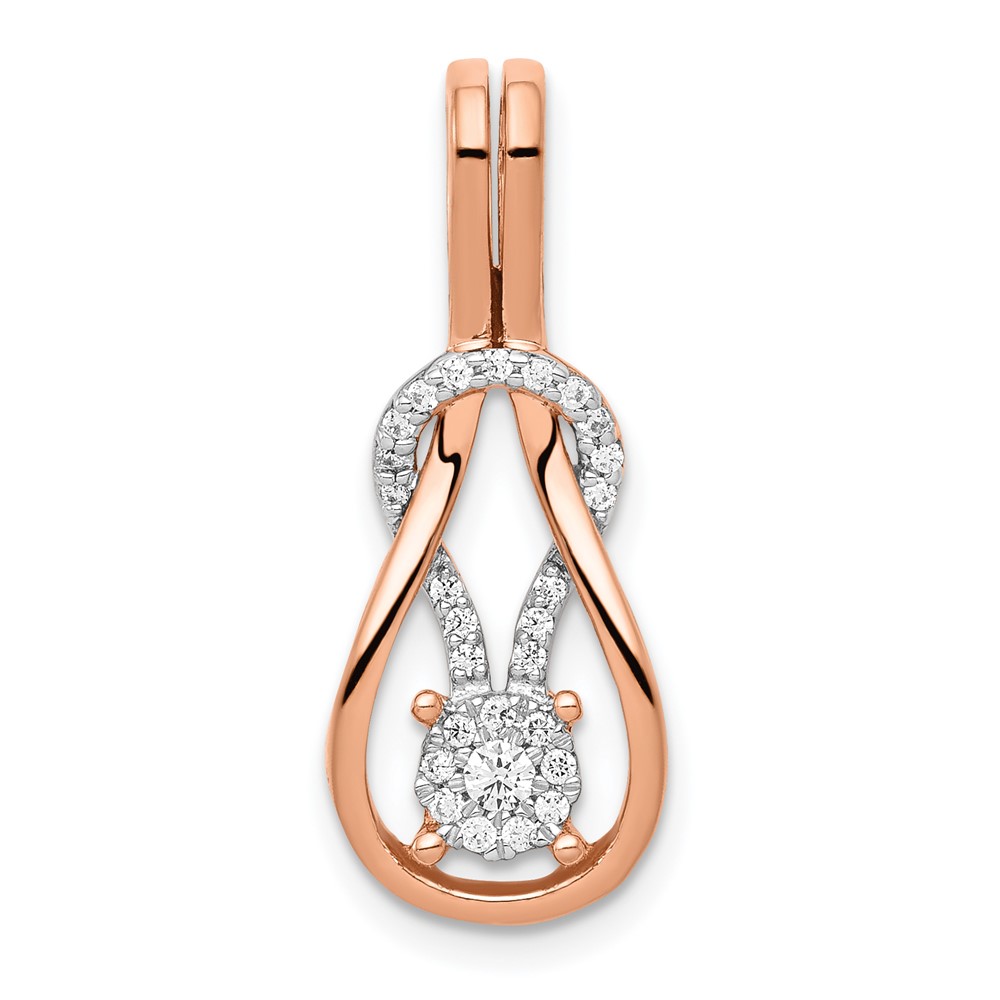 PM4739-016-RA.jpg 14k Rose Gold 1/6 carat Diamond Knot Slide Fits up to 2mm Regular/3mm Fancy or Reversible Omega - Image 1