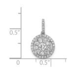 14k White Gold 1/2 carat Diamond Round Halo Cluster Pendant - Image 4