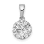 14k White Gold 1/2 carat Diamond Round Cluster Pendant