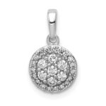 14k White Gold 1/4 carat Diamond Round Halo Cluster Pendant