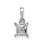 14k White Gold 1/5 carat Princess Diamond Square Pendant - Image 3