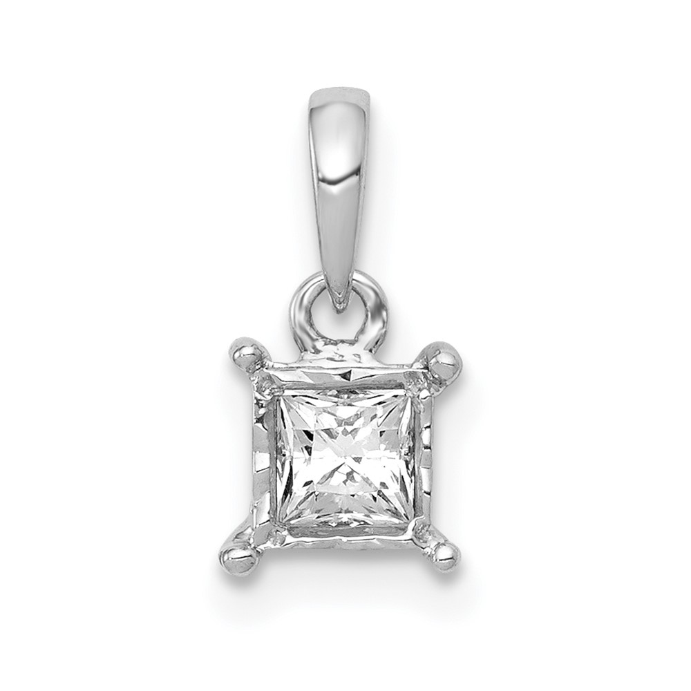 PM4761-020-WA.jpg 14k White Gold 1/5 carat Princess Diamond Square Pendant - Image 1