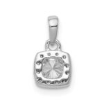 14k White Gold 1/3 carat Diamond Square Halo Cluster Pendant - Image 3
