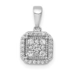 14k White Gold 1/4 carat Diamond Square Halo Cluster Pendant