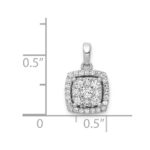 14k White Gold 1/2 carat Diamond Square Halo Cluster Pendant - Image 4