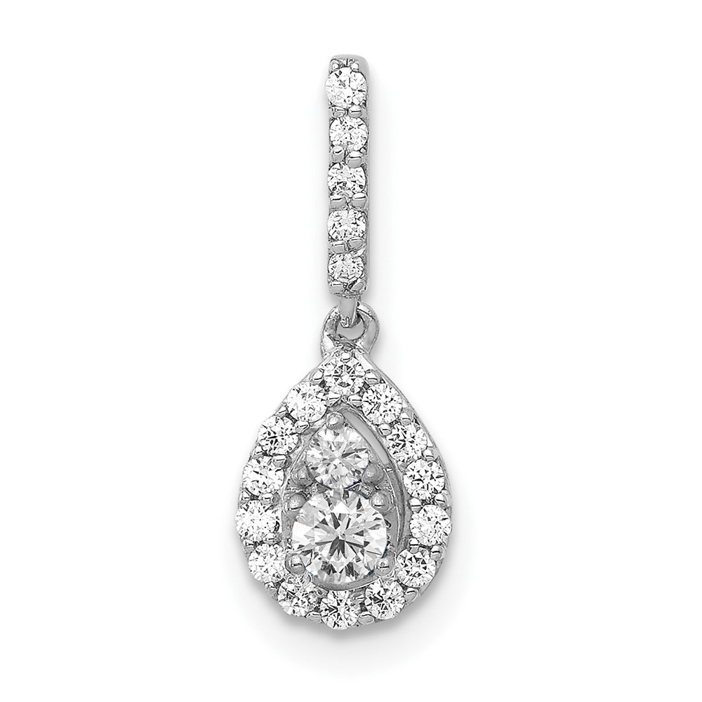 PM4765-025-WAA.jpg 14k White Gold 1/4 carat Lab Grown Diamond VS/SI+ G+ Complete Teardrop Dangle Pendant - Image 1