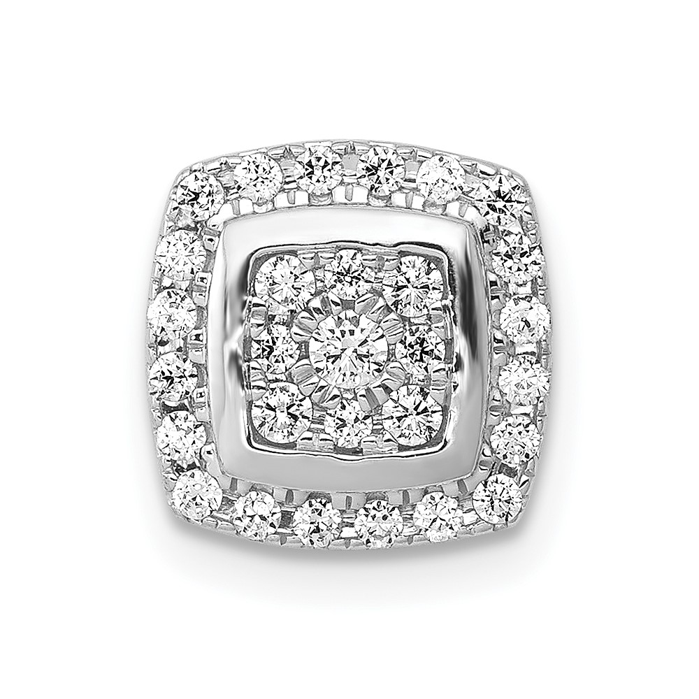 PM4768-033-WA.jpg 14k White Gold 1/3 carat Diamond Square Halo Cluster Chain Slide - Image 1