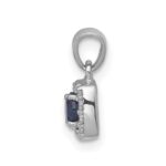 14k White Gold 1/3 carat Blue and White Diamond Square Halo Pendant - Image 2