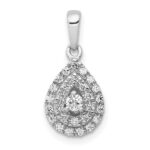 14k White Gold 1/4 carat Diamond Halo Teardrop Pendant