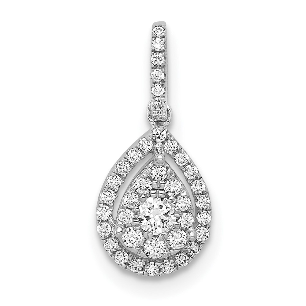 PM4776-025-WA.jpg 14k White Gold 1/4 carat Diamond Halo Teardrop Pendant - Image 1
