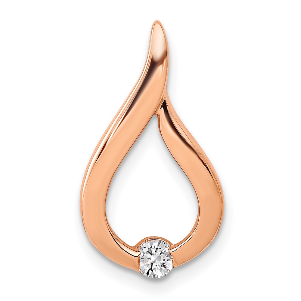 PM4789-010-RA.jpg 14k Rose Gold 1/10 carat Diamond Teardrop Chain Slide - Image 1