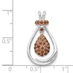 14k White Gold with Rose Rhodium 1/4 carat Champagne Diamond Teardrop Chain Slide - Image 4