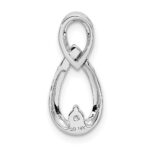 14k White Gold 1/20 carat Diamond Double Teardrop Chain Slide - Image 3