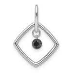 14k White Gold 1/6 carat Black Diamond Dangle Square Pendant