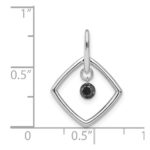 14k White Gold 1/6 carat Black Diamond Dangle Square Pendant - Image 4