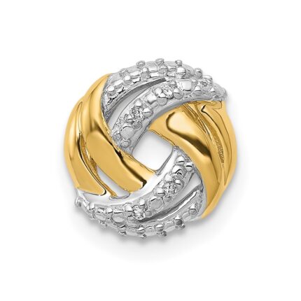 14k and White Rhodium .02 carat Diamond Knot Chain Slide