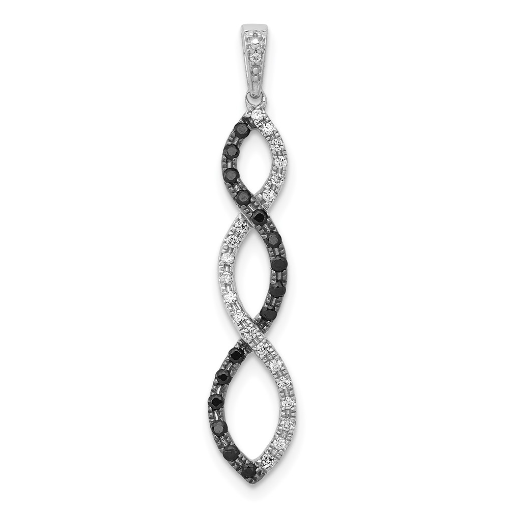 PM4813-BK-025-WA.jpg 14k White Gold 1/4 carat Black and White Diamond Twisted Pendant - Image 1