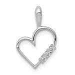 14k White Gold 1/20 carat AA Diamond Heart Pendant