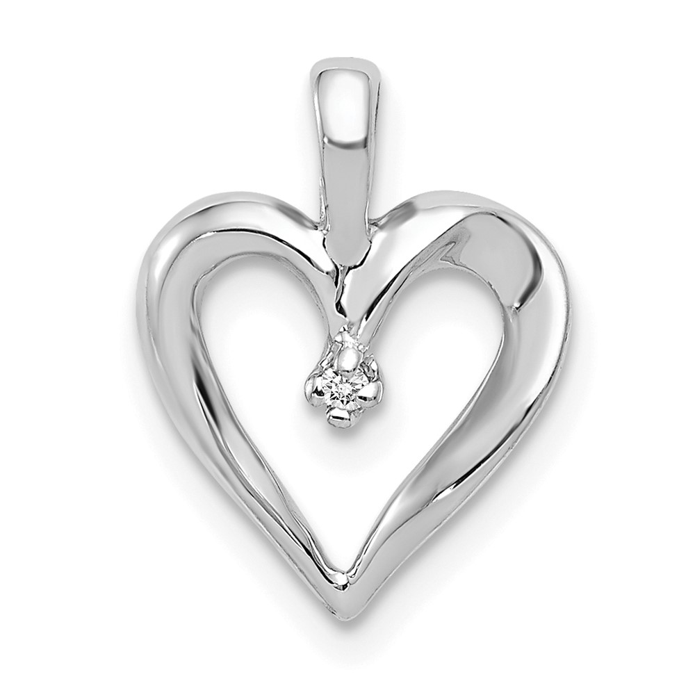 PM4819-001-WA.jpg 14k White Gold .01 carat AA Diamond Heart Pendant - Image 1