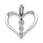 14k White Gold 1/10 carat Diamond 3-stone Heart Pendant - Image 3