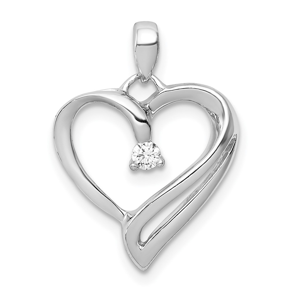 PM4829-007-WA.jpg 14k White Gold 1/15 carat Diamond Heart Pendant - Image 1
