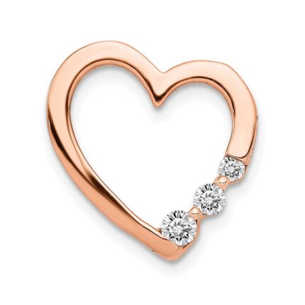 14k Rose Gold 1/6 carat Diamond 3-Stone Heart Chain Slide