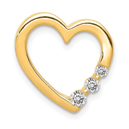 14k 1/6 carat Diamond 3-Stone Heart Chain Slide
