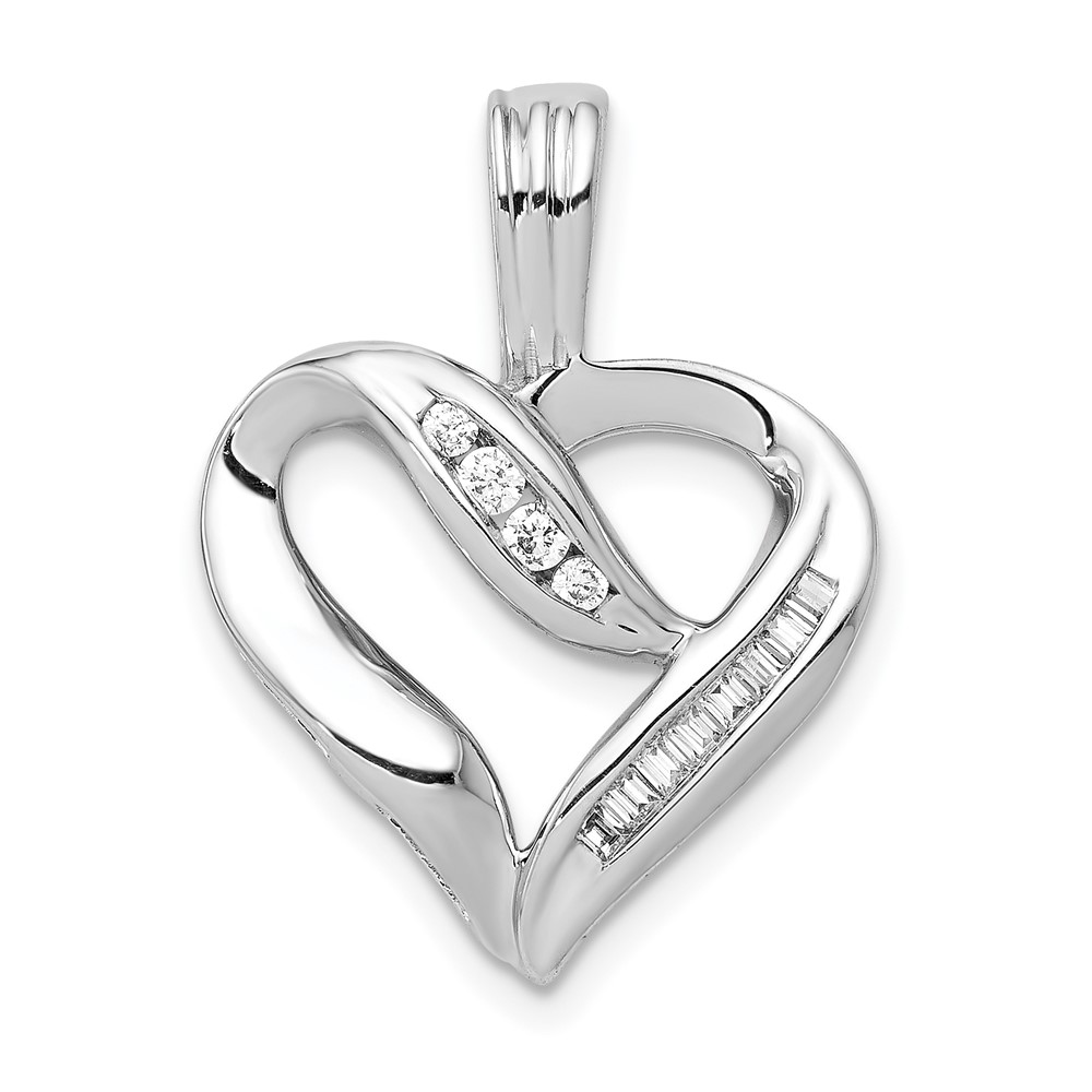 PM4848-013-WA.jpg 14k White Gold 1/8 carat Diamond Heart Pendant - Image 1