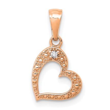 10K Rose Gold .01ct. Diamond Heart Pendant