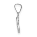 14k White Gold .01 carat Diamond Curved Heart Pendant - Image 2
