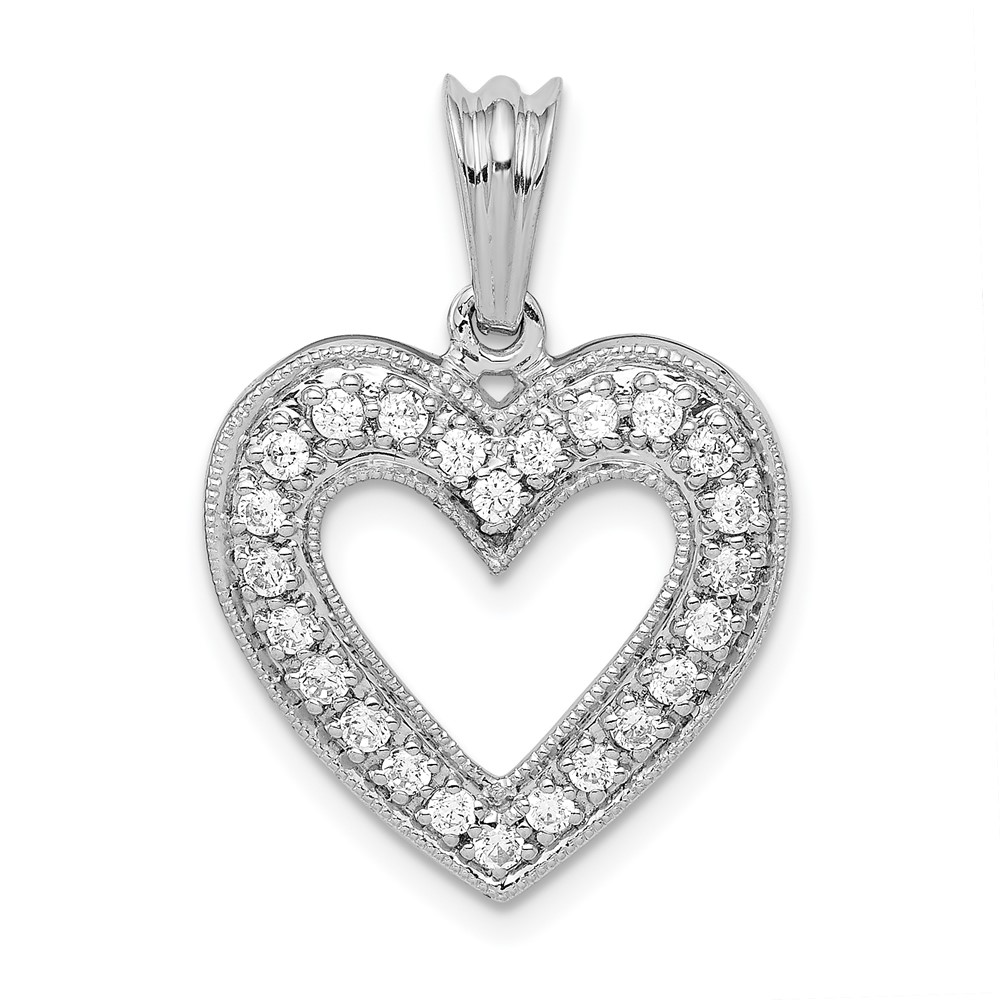 PM4861-033-WA-1.jpg 14k White Gold 1/3 carat Lab Grown Diamond VS/SI+ G+ Complete Heart Pendant - Image 1